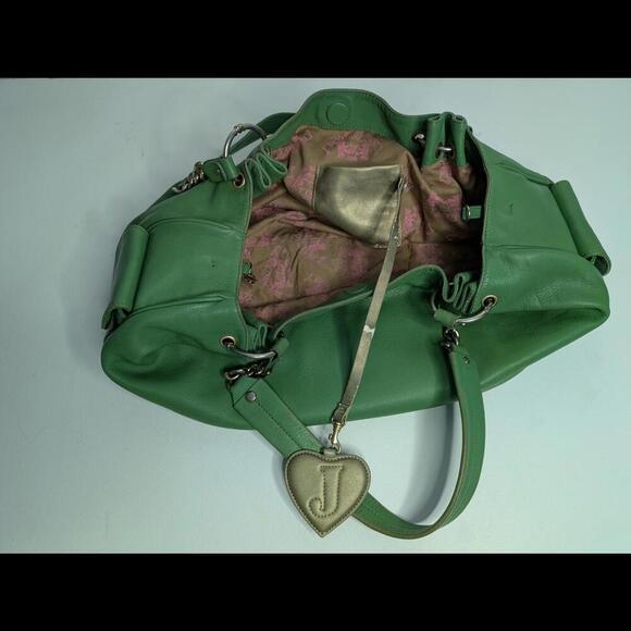 💚 Juicy Couture Green Leather Slouch Bag – Y2K Style - Picture 5 of 9